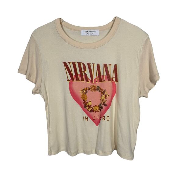 Daydreamer for Free People Nirvana Heart Shaped Box Shrunken Tee Large New - Picture 3 of 8